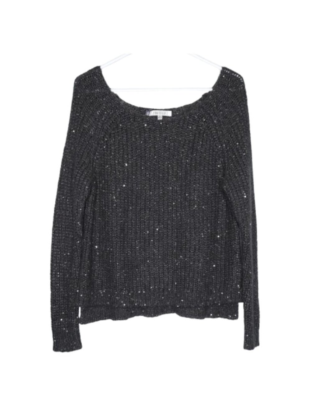 Jennifer Lopez Black Shimmery Long Sleeve Boat Neck Sweater - M. Acrylic Blend